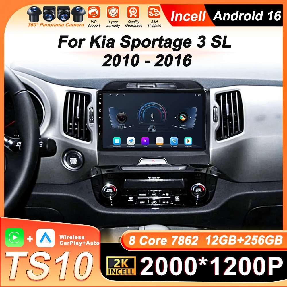 

Autoradio Android 16 For Kia Sportage 3 SL 2010 2011 - 2016 2K Screen Car Radio Video Player Carplay Auto GPS Navi DSP Wifi BT