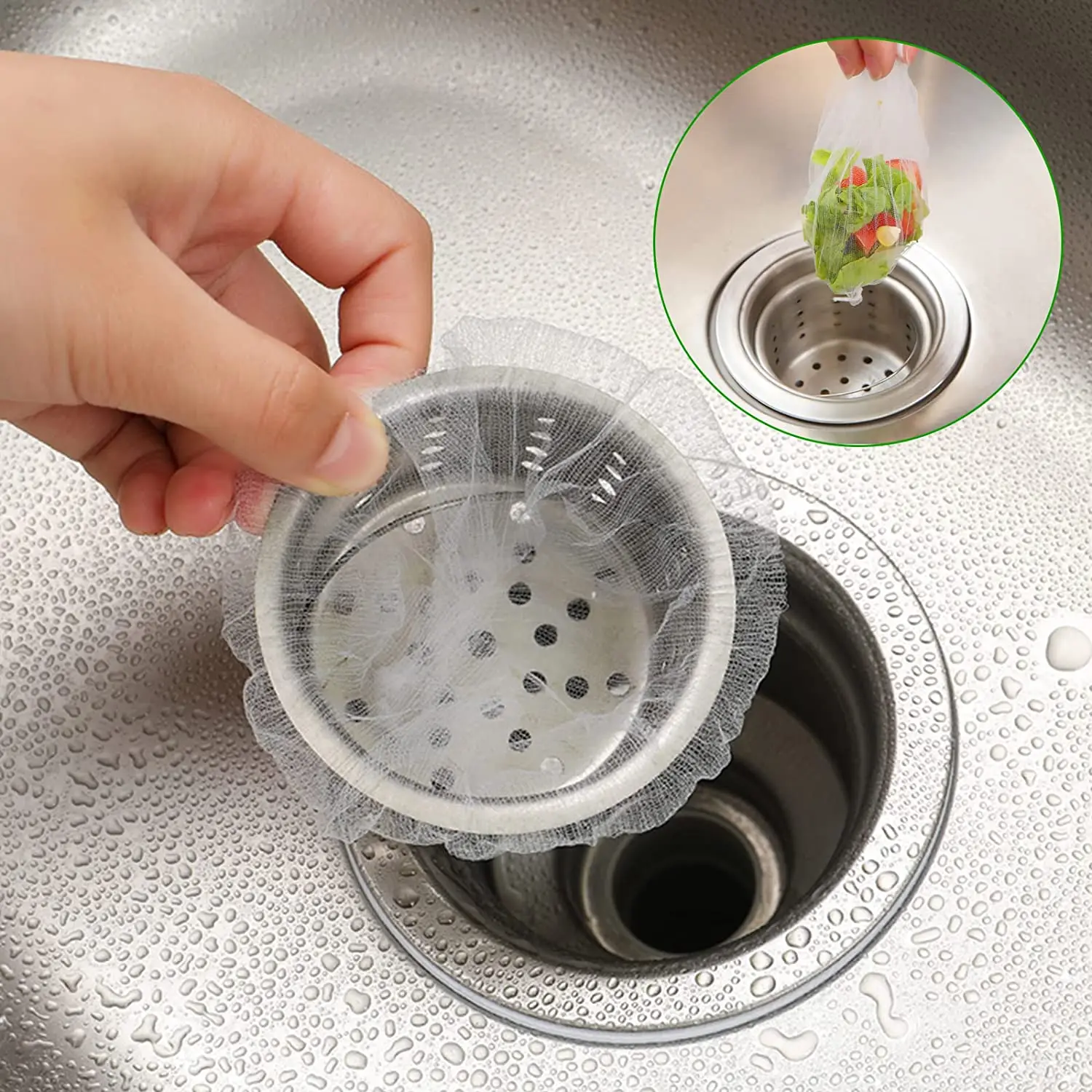 

30/100pcs Disposable Sink Filter Mesh Bags Kitchen Sink Strainer Drain Hole Anti-blocking Garbage Bag Cleaning Strainers Net