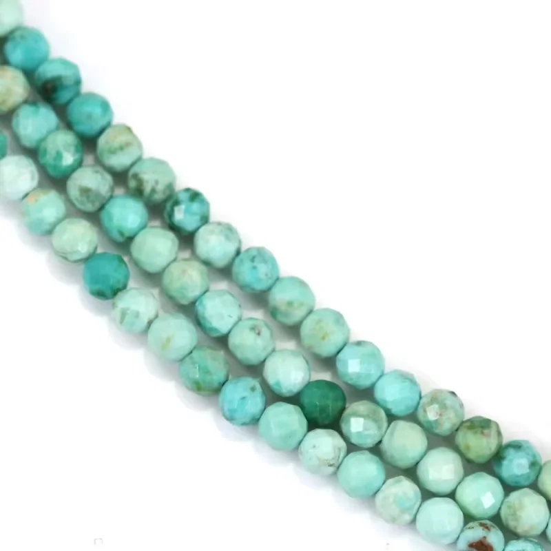 Peruvian Turquoise Beads Strand Faceted Round 3mm For Making Jewelry Bracelet Craft DIY Necklace Earrings
