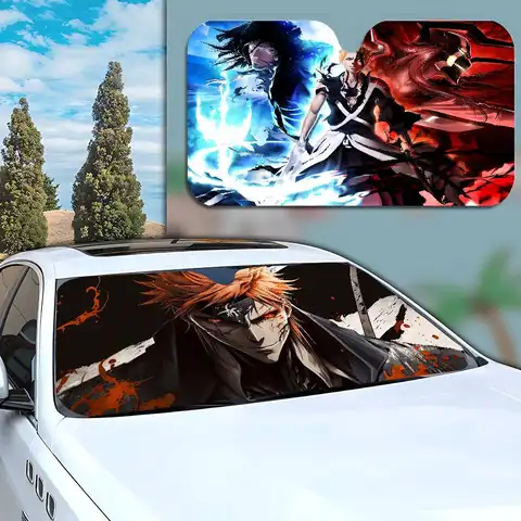 BLEACH K-Kurosaki-Ichigos 접이식 앞 유리창 Sunshade 70x130cm 애니메이션 만화 호일 자동차 Sun Visor Sun Shade Protect