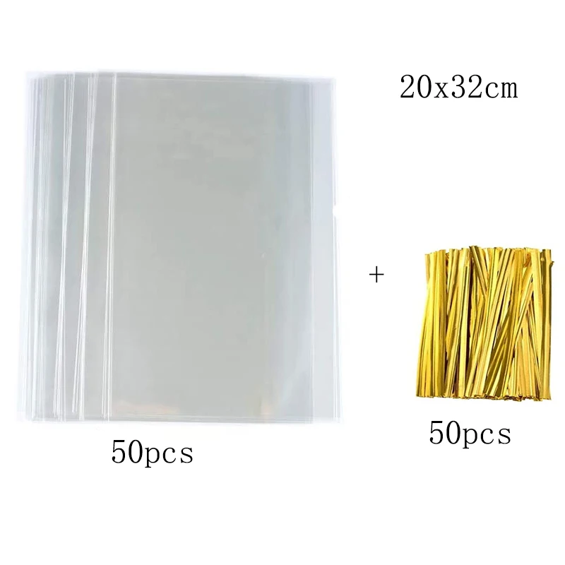 NONE 50–100 Stück transparente Zellophanbeutel, durchsichtige OPP-Plastiktüten, Süßigkeiten, Lutscher, Cooki, Geschenke, Verpackungsbeutel, Partybevorzugung, Backzubehör 3
