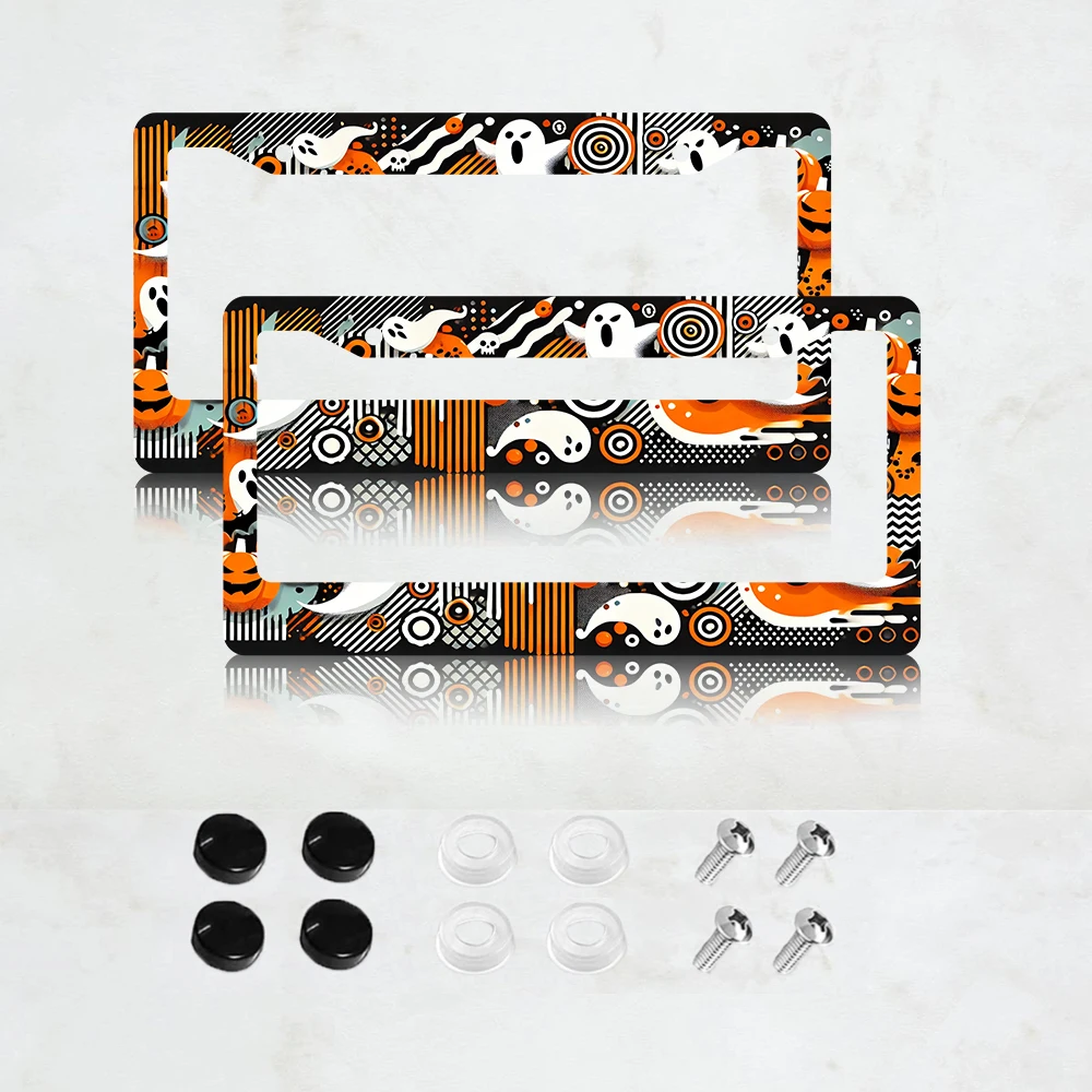 

2 шт. забавные рамки для номерных знаков с принтом призрака - стандартный размер для США, декоративный кронштейн для автомобильного номерного знака, 2 отверстия