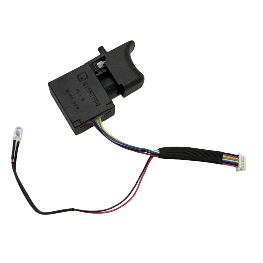 Push Button Activated Trigger Switch for 36V Cordless Electric Wrench Devices with DC 15A Rating and Light Indicator