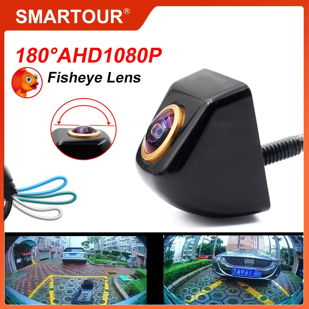 SMARTOUR AHD 180 Degree Fisheye Lens Night Vision 1080P AHD Vehicle Rear View Reverse Backup Camera Metal 4 PIN For Android DVD