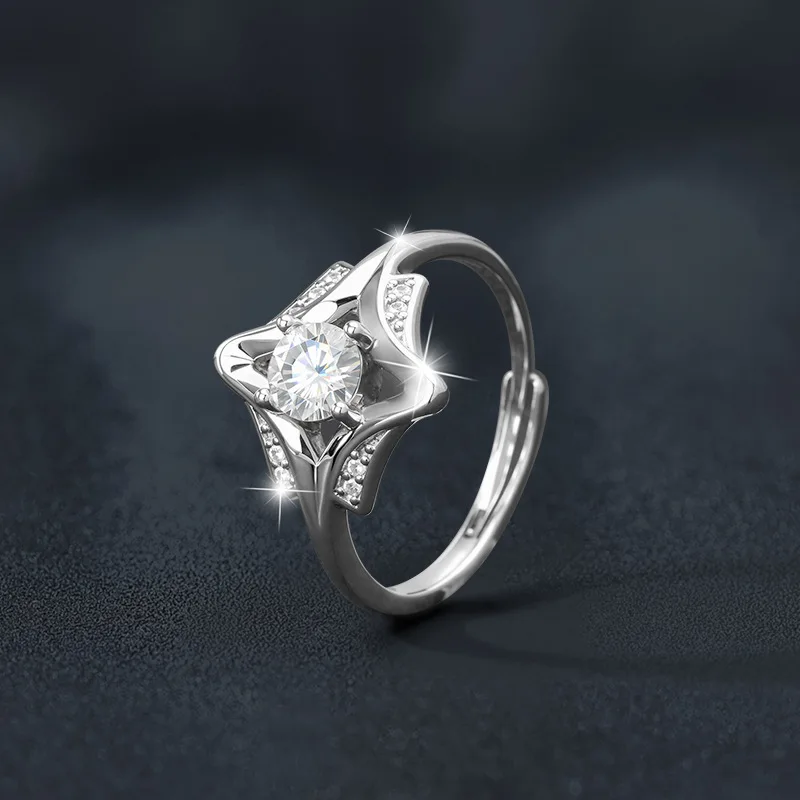 Directly supplied by the manufacturer, moissanite ring for women, adjustable niche ring, S925 sterling silver high-end jewelry