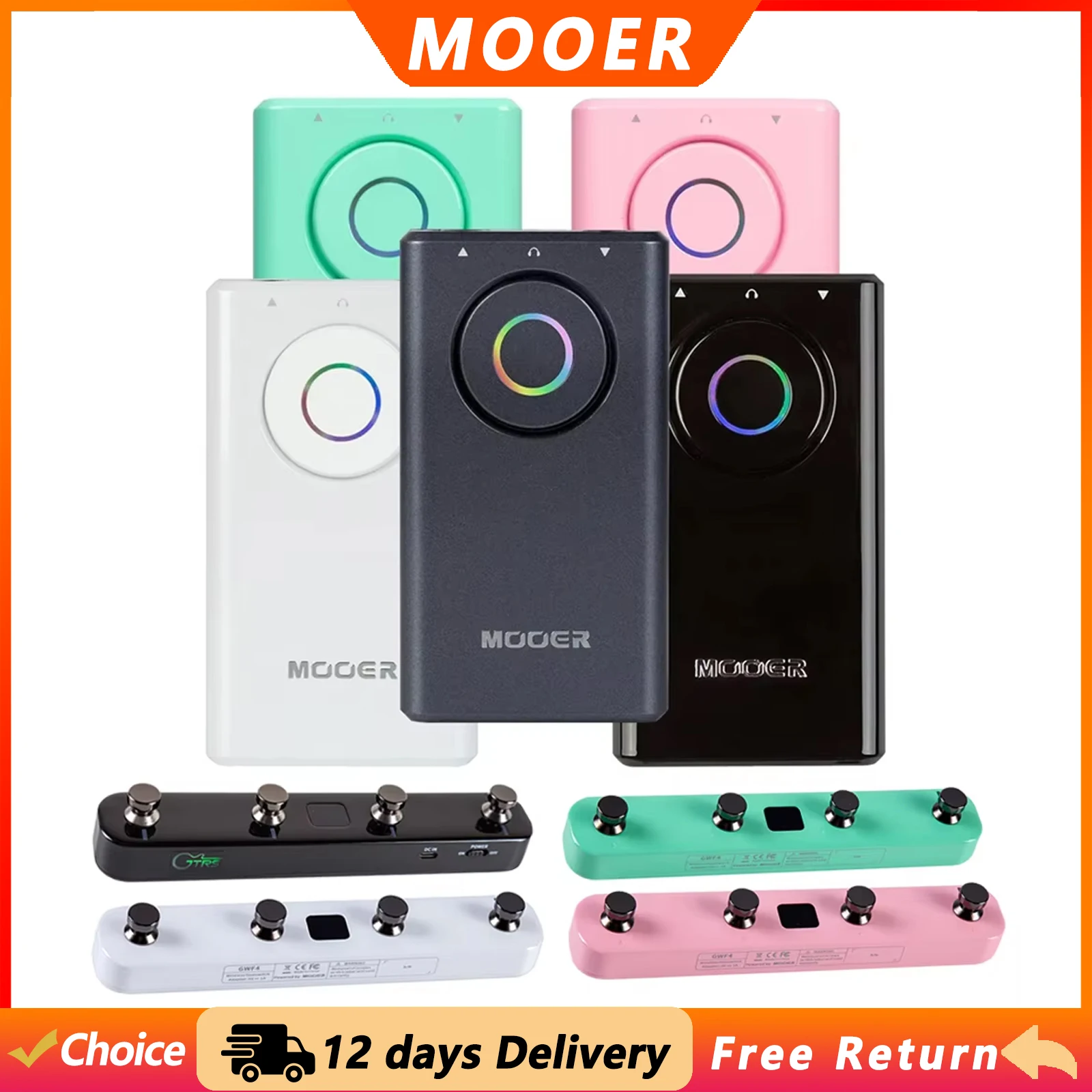 MOOER Prime P1 Guitar Multic-Effect Pedal Built-in 126 Effects 40 Drum Machines 80s Looper Record GWF4 Wireless Footswitch