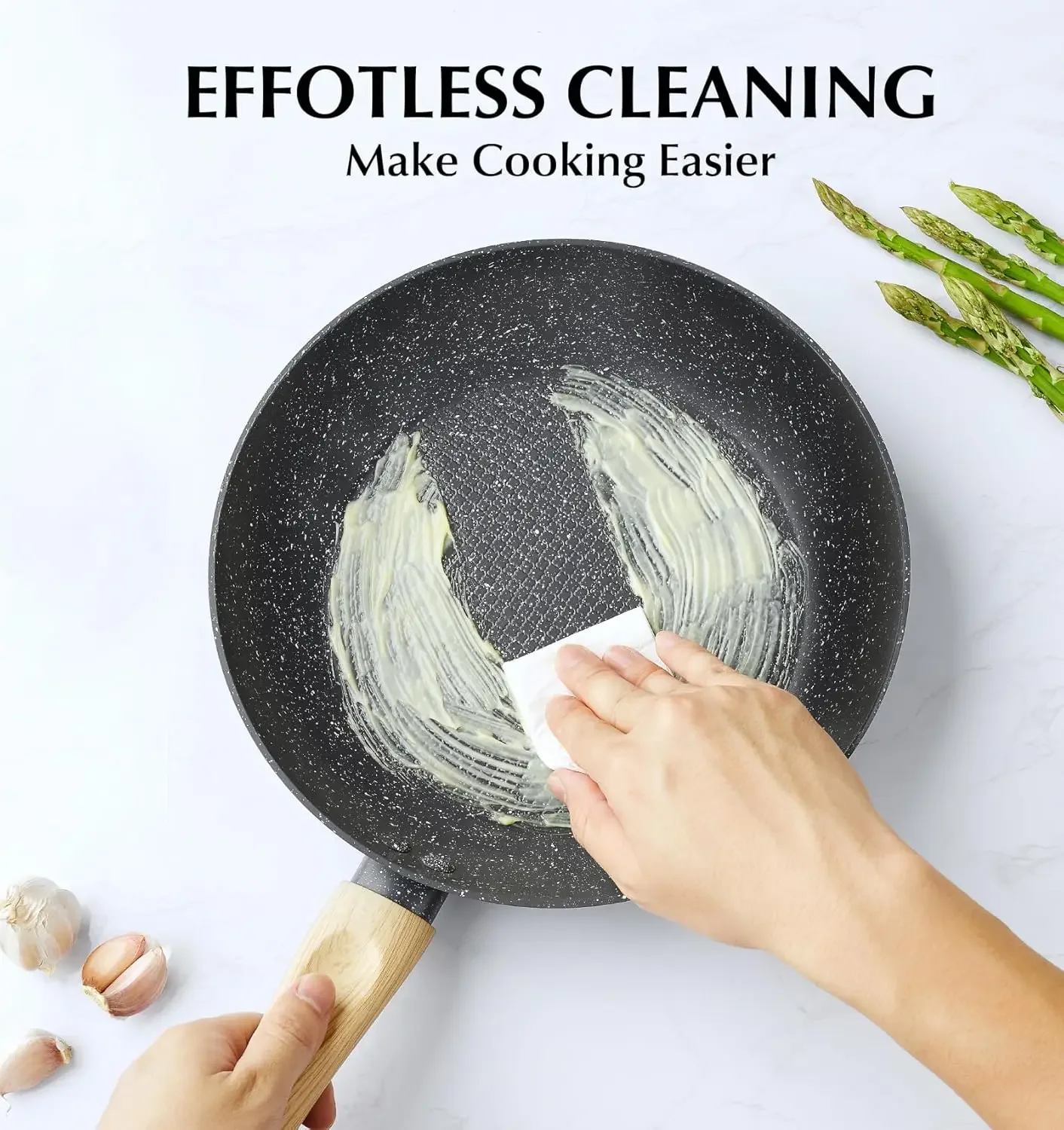 10 Inch Frying Pans Nonstick Ultra Non Stick Black Marble Omelet Pan with Ergonomic Bakelite Handle Aluminum Skillets