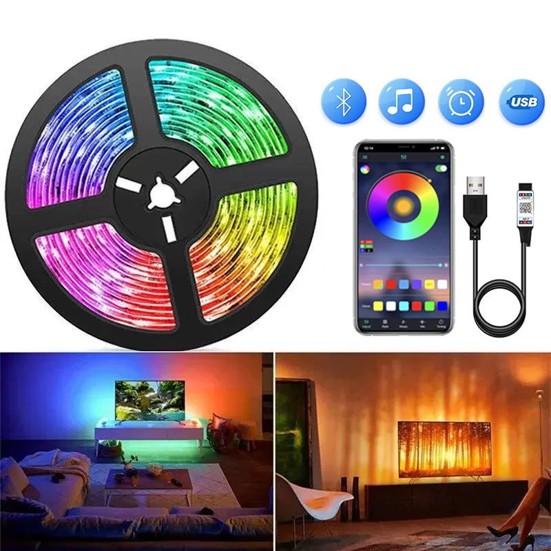 Bluetooth Led Strip Lights Rgb5050 Tv Backlight Dimmable Led Tape Light 5V Music Sync Led Lighting Strips Smart Led Strip 5v Usb
