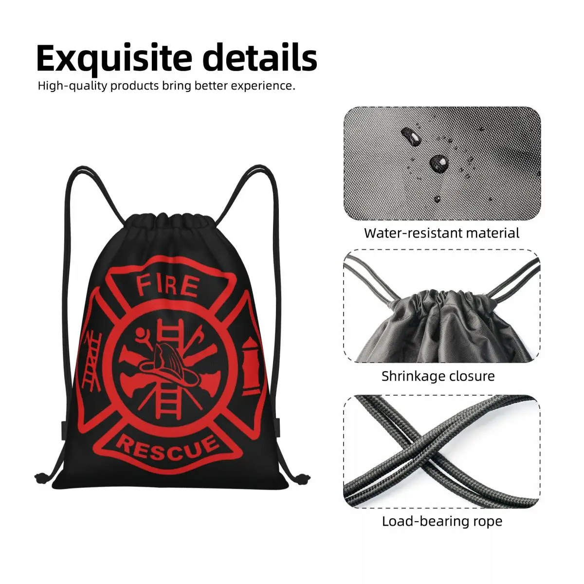 Mochila deportiva con cordón para hombre y mujer, saco de entrenamiento para rescate de incendios, bombero, gimnasio