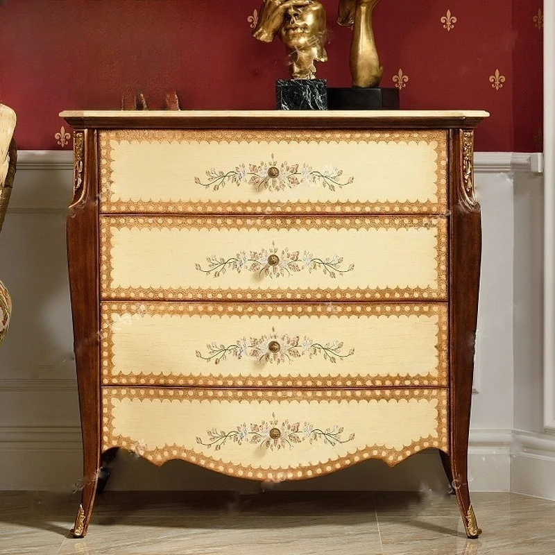 

European court painted four-bucket storage locker mansion villa living room decorative side cabinet French entrance cabinet