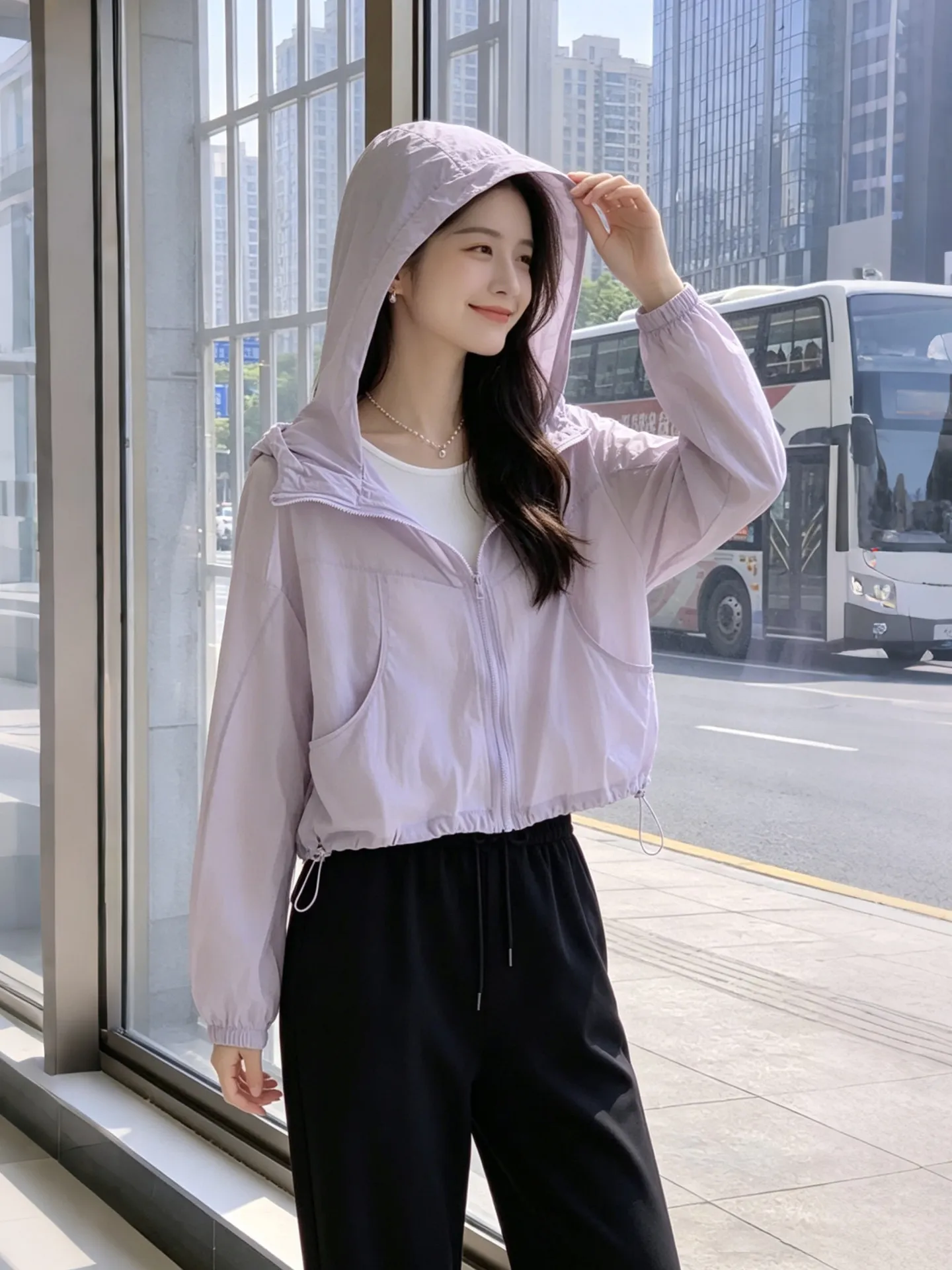 2026 Summer New Women's Anti-Uv Lightweight Breathable Fashionable Zipper Design Top Coat Stylish And Youthful Outerwear