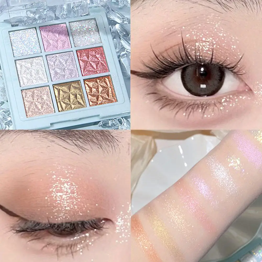 9 Farben Glitzer Schneeflocke Lidschatten Palette Schimmer machen Kosmetik wasserdichte Augen bis Pailletten Text marker dauerhafte v2e0