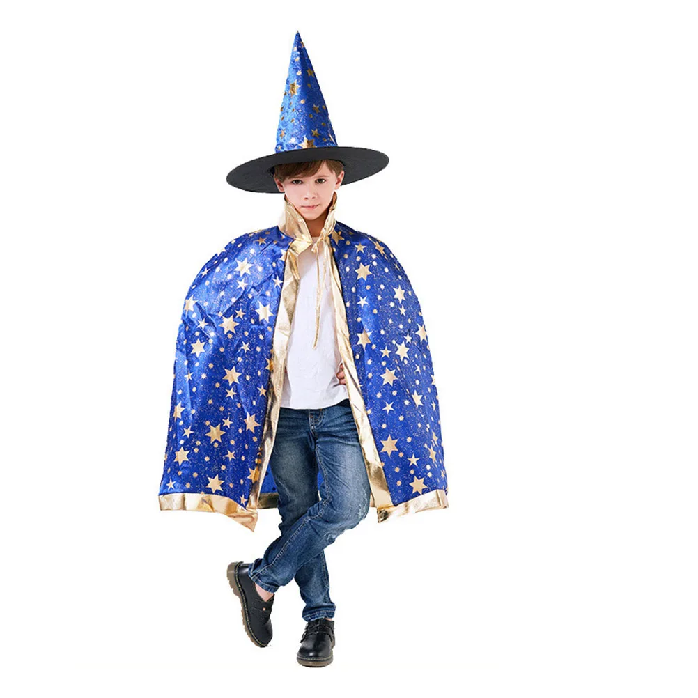 

Children Five-star Cloak Comfortable Fabric All-size Bright Color No Decolorization Kids Witch Cape Halloween Party Performance