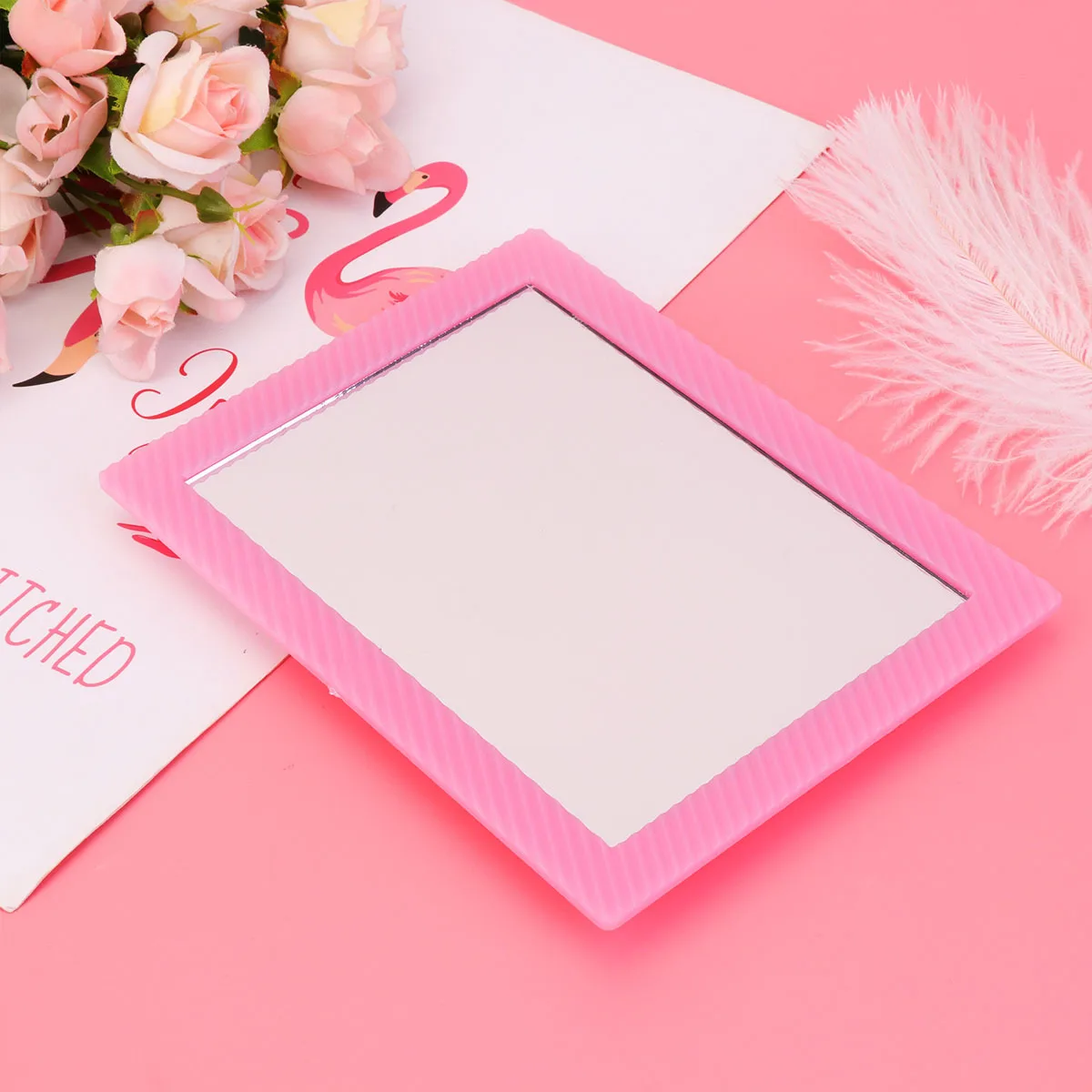 2 pçs espelho de maquiagem portátil compacto quadro plástico vidro estéreo espelho para mulheres claro desktop penteadeira banheiro