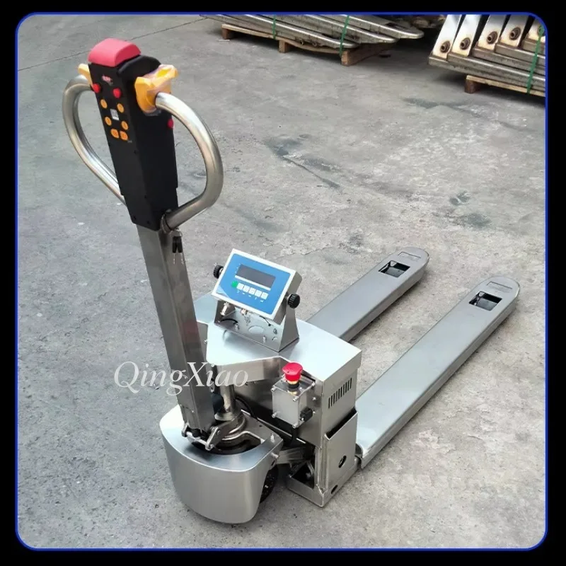 Stainless Steel Fully Electric Hydraulic Pallet Truck Electronic Scale Hand Trailer Extended Forks Loading Unloading Weighing view 5