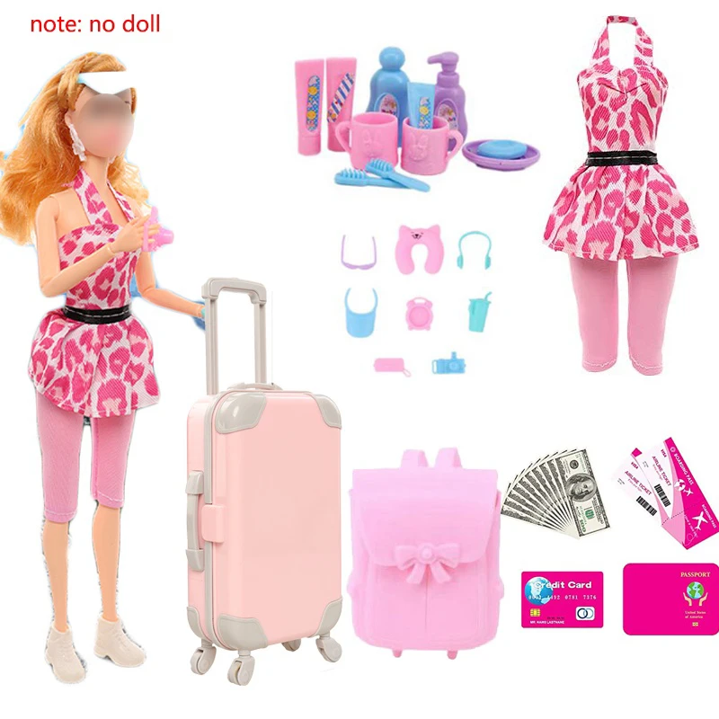 Doll Accessories for Barbie for Ken Clothes Suitcase Telescope Sunglasses Bills Kids for Barbie Accesorios Kids Toys Gift