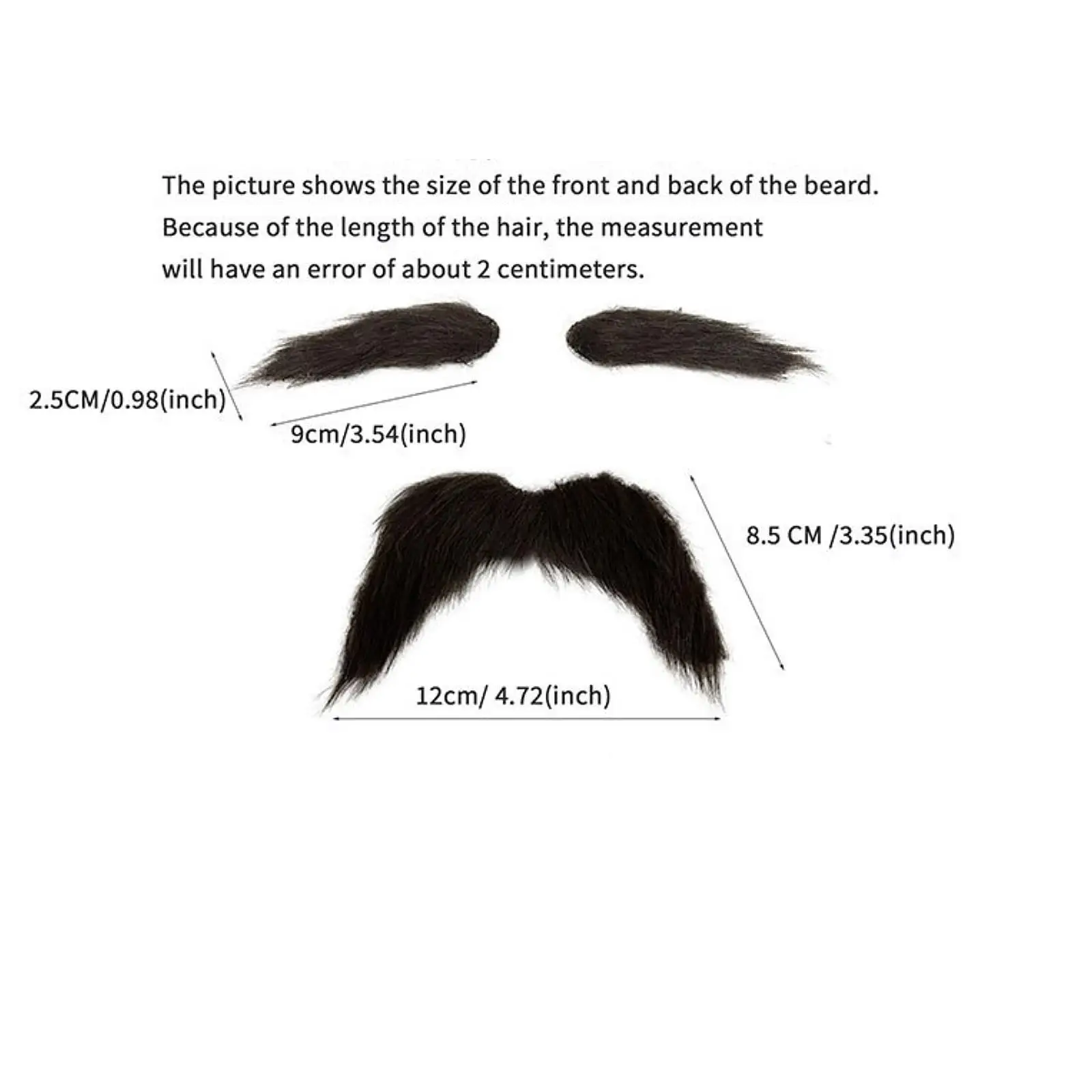 2Pcs Fake Mustache and Fake Eyebrows DIY Makeup False Facial Hair for Pretend Play Halloween Party Props Masquerade Festival