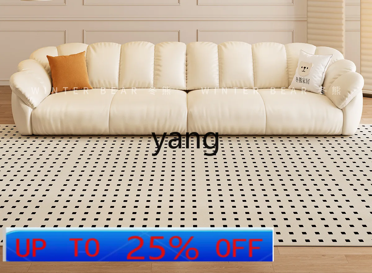 LMM retro extremely simple modern light luxury Italian living room small apartment petal leather sofa