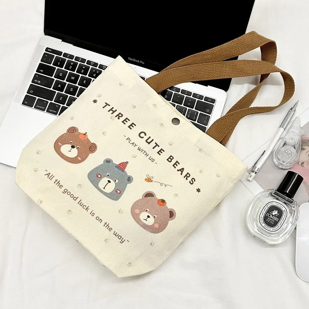 

New Dancing Bear Women Small Canvas Bag Tote Food Bag Cartoon Storage Bag Cute Canvas Bags Mini Handbags Summer Handbag