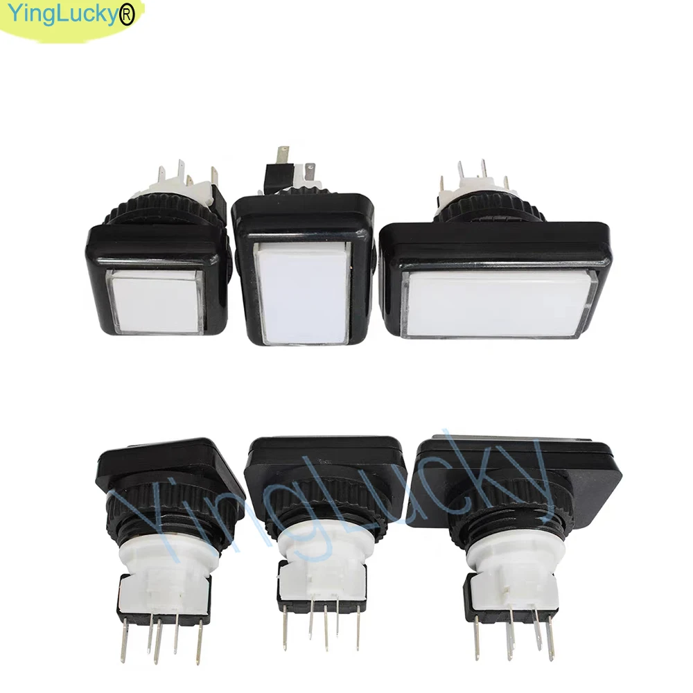 uxcell Game Push Button 34x34 Square 12V LED Illuminated Push Button Switch with Micro switch for Arcade Video White 5pcs