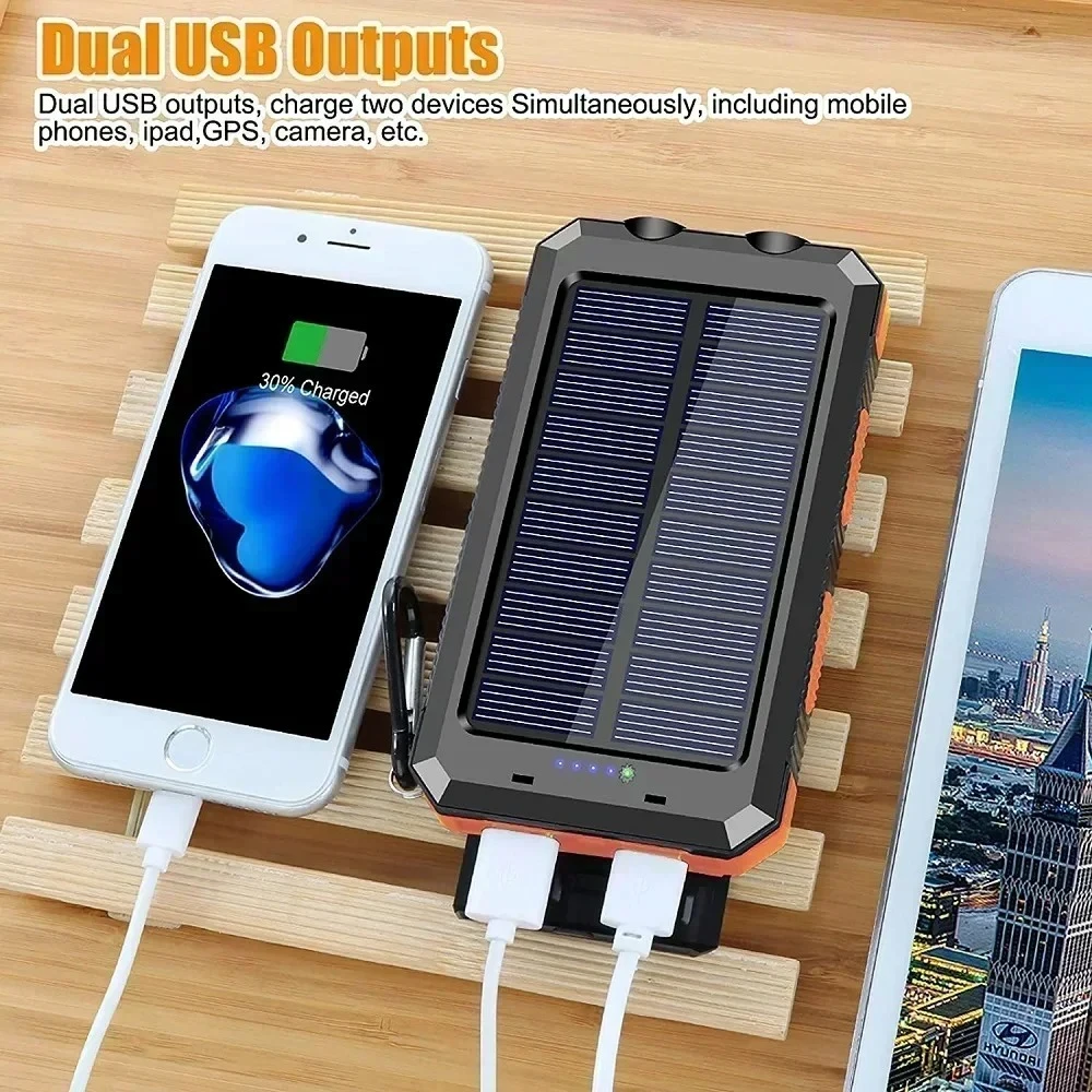 

Solar Power Bank Waterproof Large Capacity Powerbank Fast Charging External Battery with SOS for IPhone Samsung Xiaomi phone 1