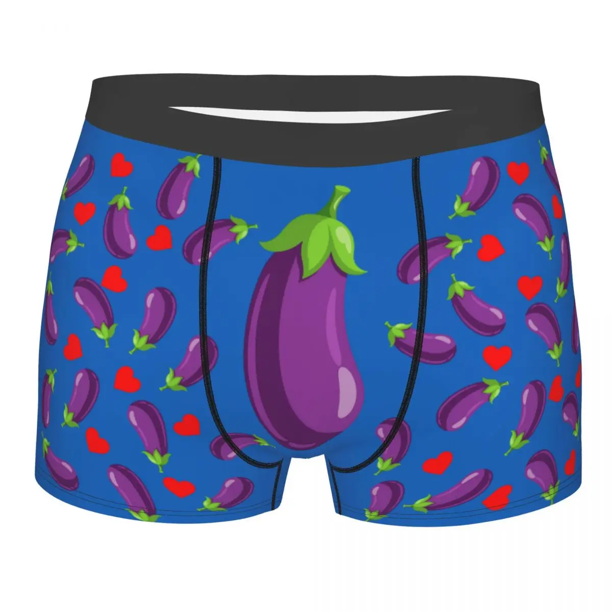 

Custom Eggplant And Hearts Pattern Underwear Men Print Personalized Custom Boxer Briefs Shorts Panties Soft Underpants