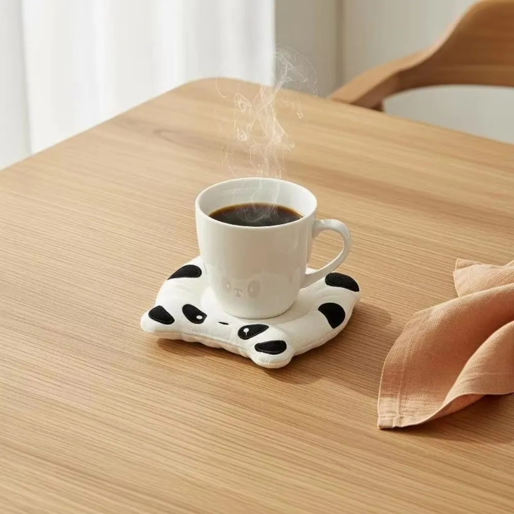 Pot Mats Cute Cartoon Animal Fabric Coaster Panda Soft Cat Cup Mat Washable Delicate Tea Cup Pad Office