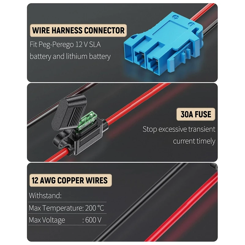 BAAR-Power Wheel Adapter For Dewalt 20 V Lithium Battery, Peg-Perego Dewalt Battery Adapter With Wire Harness Connector