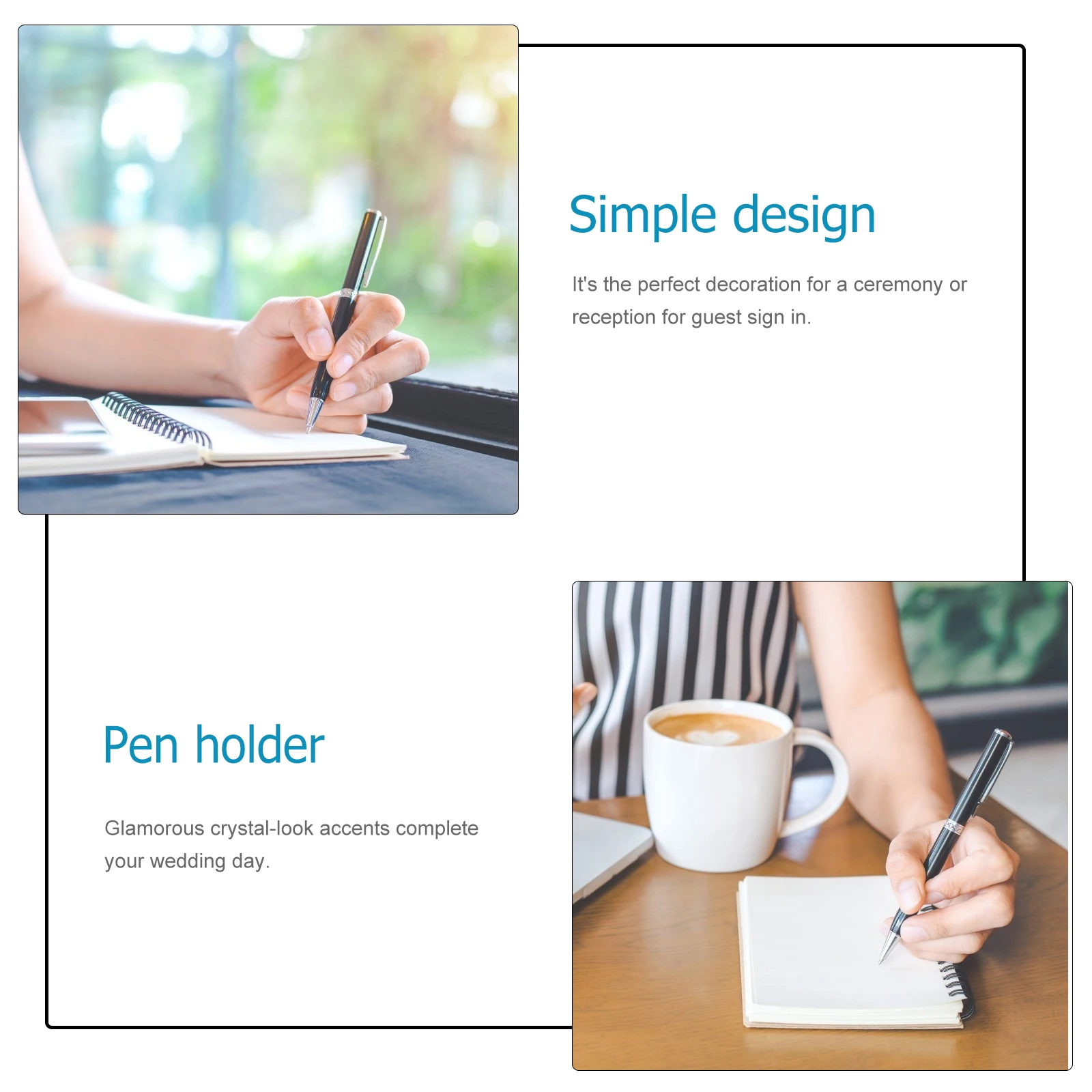 

Crystal Look Acrylic Pen Base Round Pen Holder Special Rotatable Design for Wedding Guest Book Signing Decoration