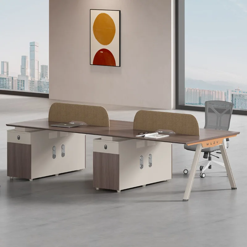 Four-person office desk and chair combination Staff space Office screen card seat Computer desk combination