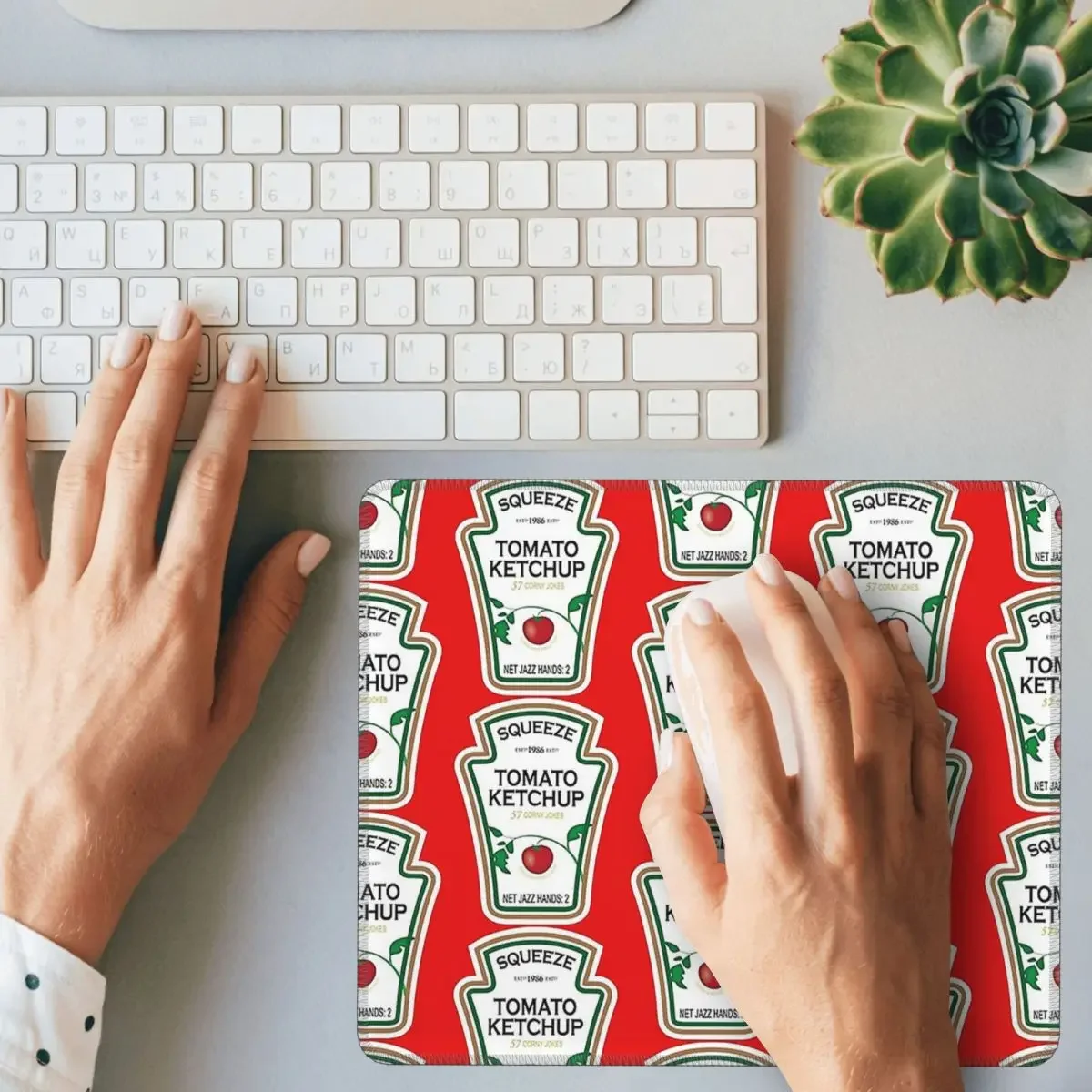 Funny Ketchup Label Mouse Pad Computer Keyboard Mouse Mat Gaming PC Desk Mat Office Accessories Table Mats