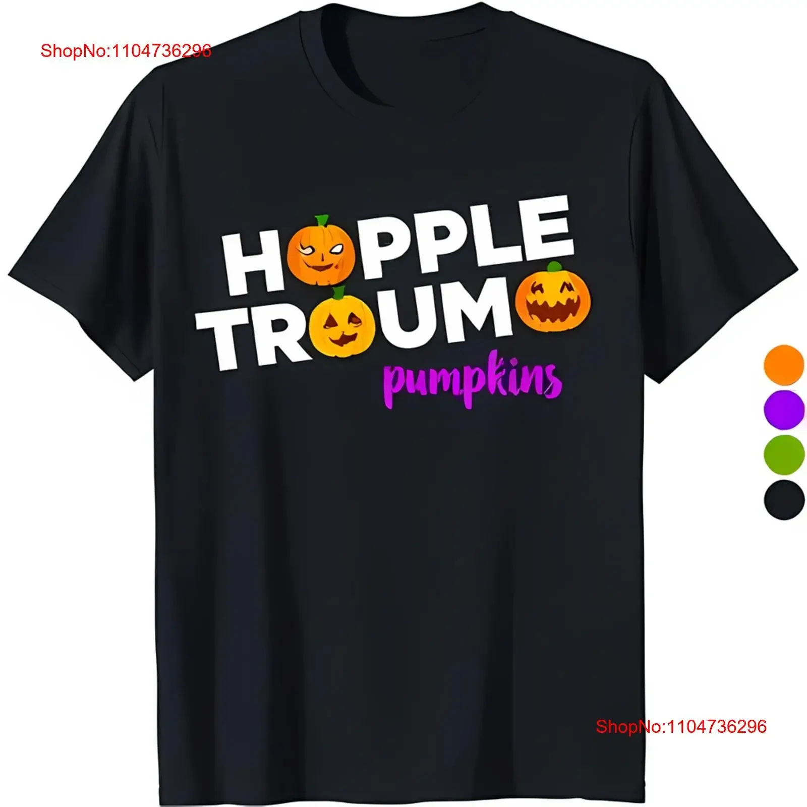 

Black T Shirt with Fun 'HOPPLE TROUMO Pumpkins' O Faces vintage Washed Stretched fashion streetwear designer clothes Casual