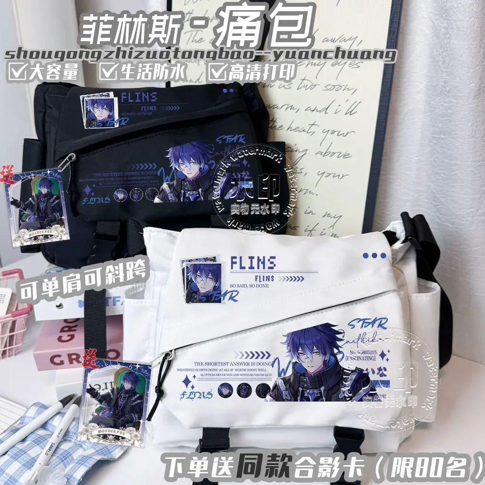 

Game Anime Genshin Impact Cosplay Flins Nylon Cloth Cartoon Bag Large Capacity Zipper Shoulder Bag Messenger Bag