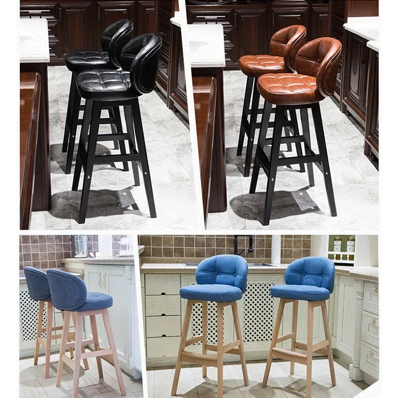 Multi-functional High Stool Chair Bar Stool Solid Wood Bar Chair Light Luxury Bar Table and Chair Simple High Stool Bar Chair