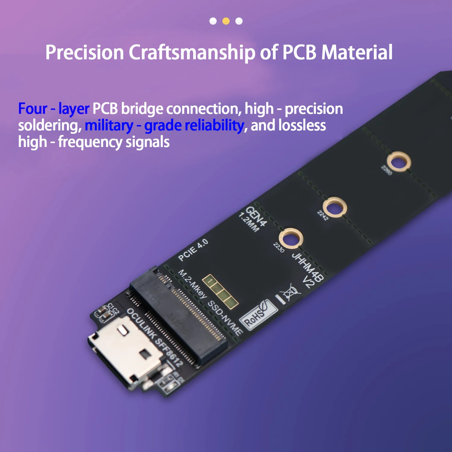 Oculink External M.2 Adapter SFF-8612 To M.2 M-key, for Connected PCIE 4.0 X4 GEN4 SSD Adapter Card High-precision Soldering