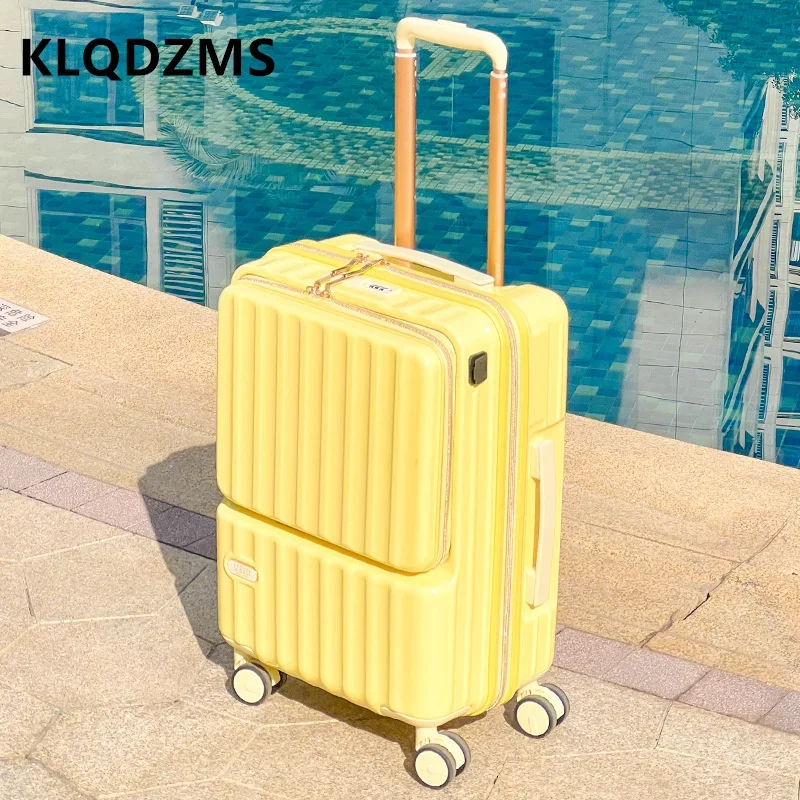 KLQDZMS-Valise de Cabine avec Chargement USB, Valise d'Embarquement, Ouverture Avant, Chariot pour Ordinateur Portable, Sac de Voyage ABS + PC, Bagage à Roulettes de 20 Pouces