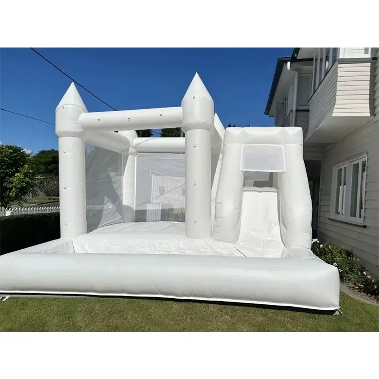 Popular Inflatable White Bounce House Wedding Inflatable Bouncer Castle with Slide