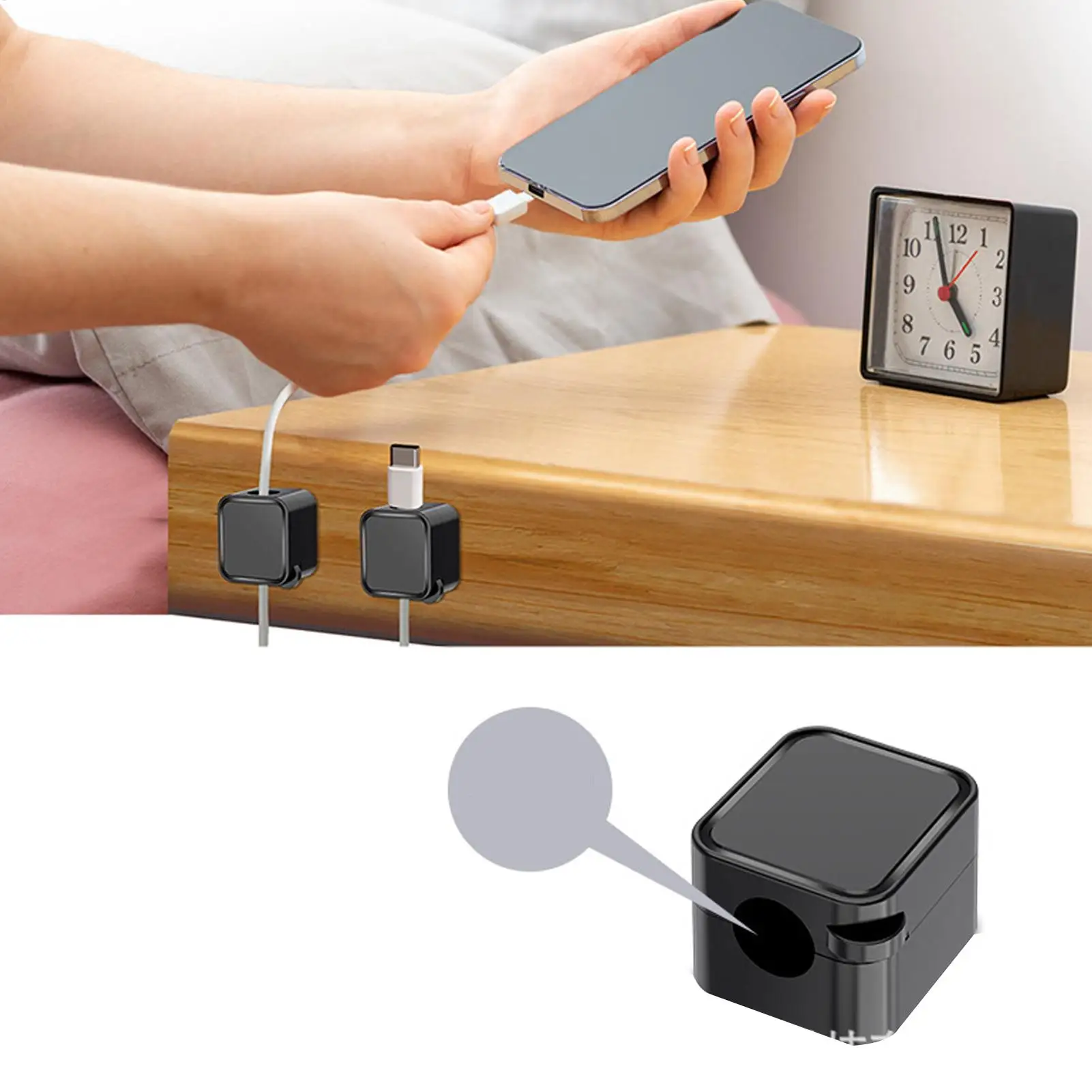 Magnetischer Kabel-Organizer, 6-teilig, selbstklebende Drahtklemme, Kabel-Organizer für Kabelmanagement, Schreibtisch, Zuhause, Nachttisch, Tisch, Nachttisch