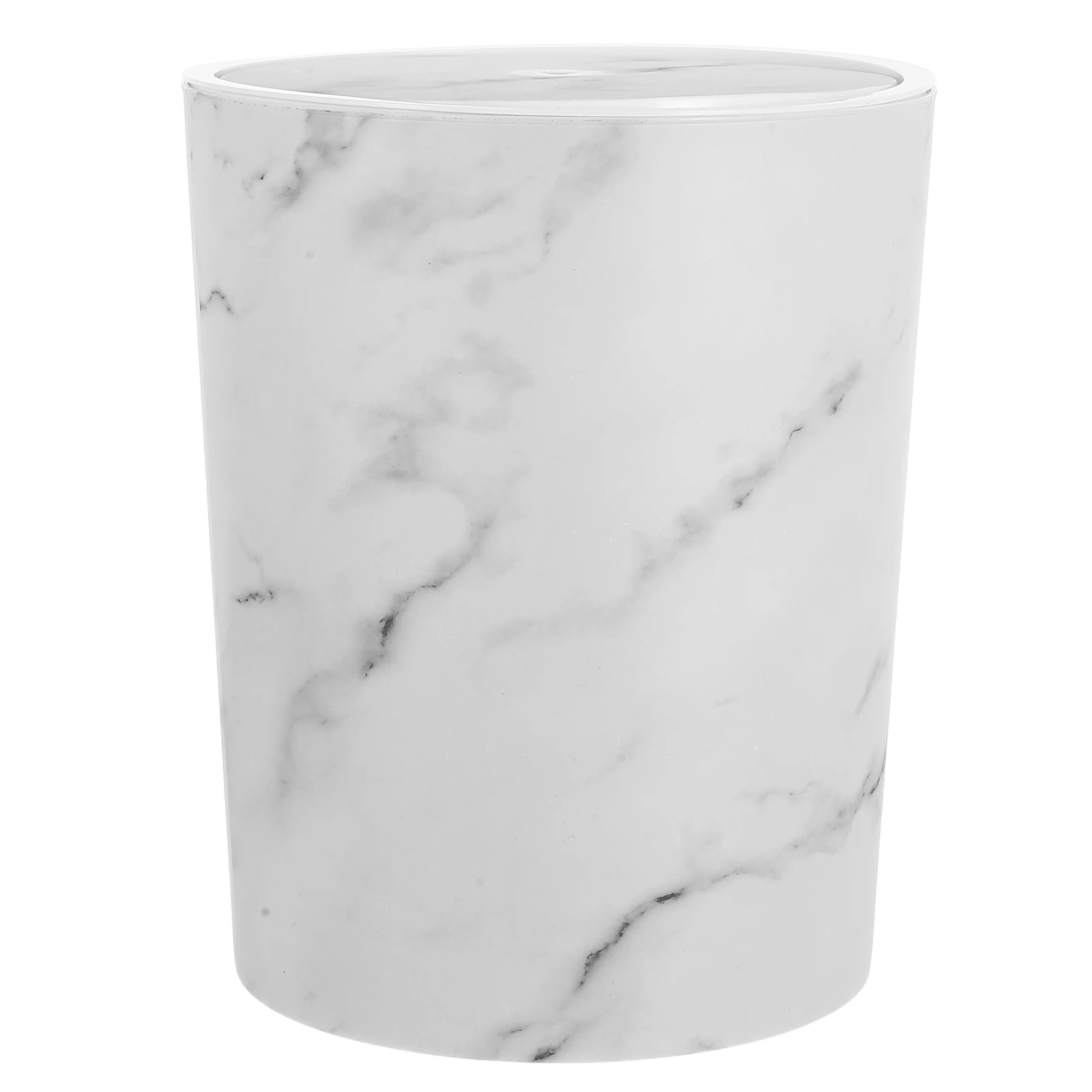 

Elegant Trash Can with Lid Large Capacity Bedroom Bathroom Kitchen Odor Control Plastic Waste Bin Bag Securing Ring