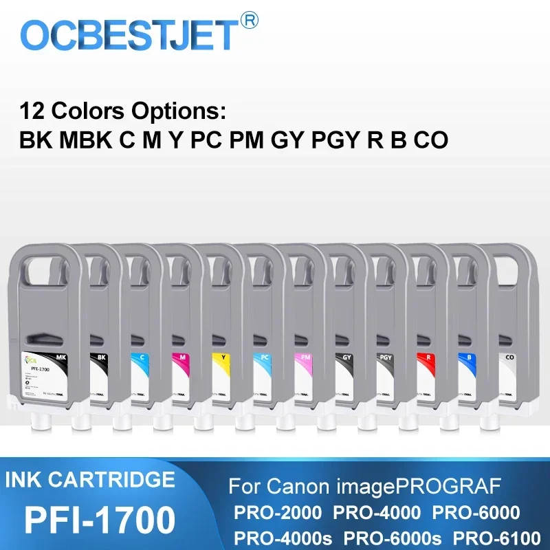 PFI-1700 700ML 1 cartucho de tinta Compatible con PC con tinta pigmentada para impresora Canon PRO 2000 4000 6000 PRO-6100 PRO-4000s PRO-6000s