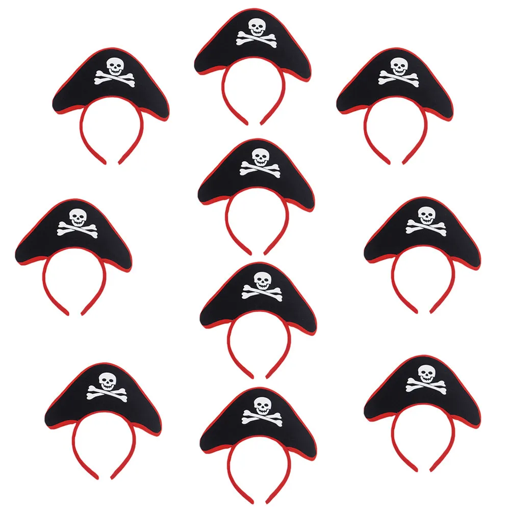 

Набор из 10 штук: Пиратские обручи для волос с черепами, долговечные, для вечеринок, фестивалей, Хэллоуина, подарок