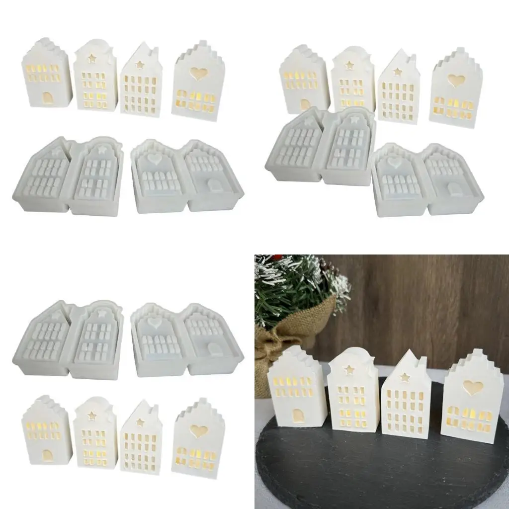 195C 4 House Light Mold Flexible Silicone Decoration Mold Jewelry Tool Holder Embellishment Mould