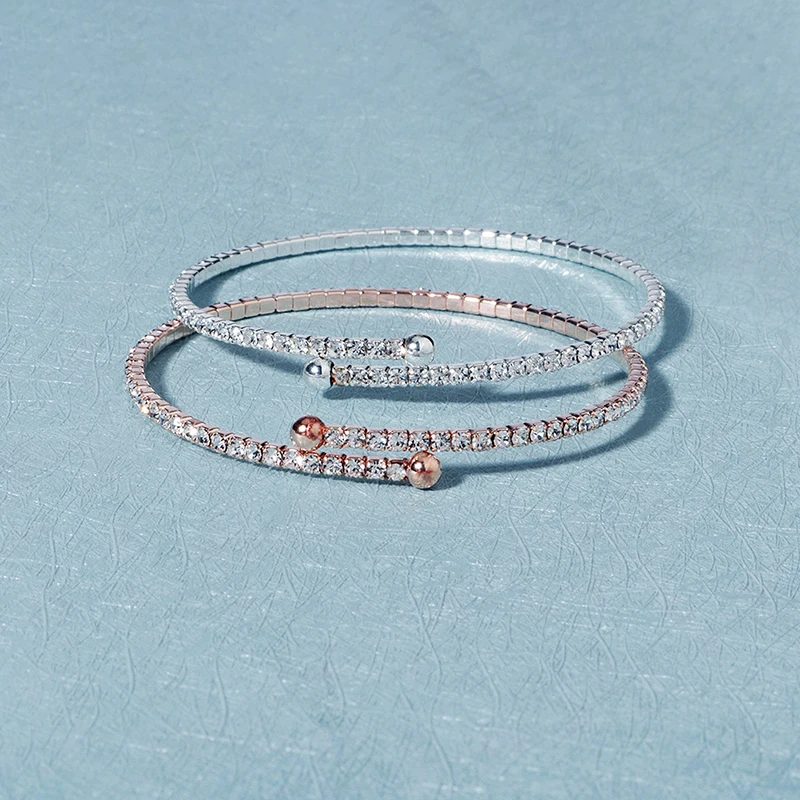 Fashion Austrian Crystal Bangles Bridal Wedding Jewelry Accessories Open Adjustable Bracelets Holiday Party Gifts for Women image 5