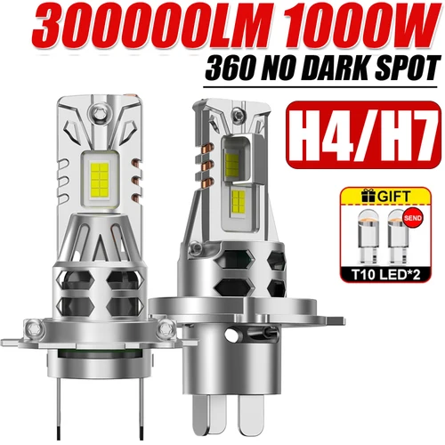 Imagen 1 del producto Faros LED H7 H4 1000W Canbus sin Error LED faros antiniebla automáticos Chip CSP luces altas y bajas inalámbricas tamaño 1:1 bombillas LED Plug And Play