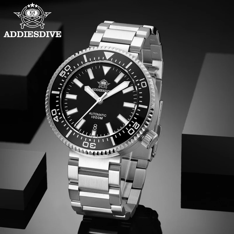 ADDIESDIVE Diving Watch For Men Luxury Classic Stainless Steel Sapphire Luminous 1000m Waterproof Exhaust Valve Mechanical Watch