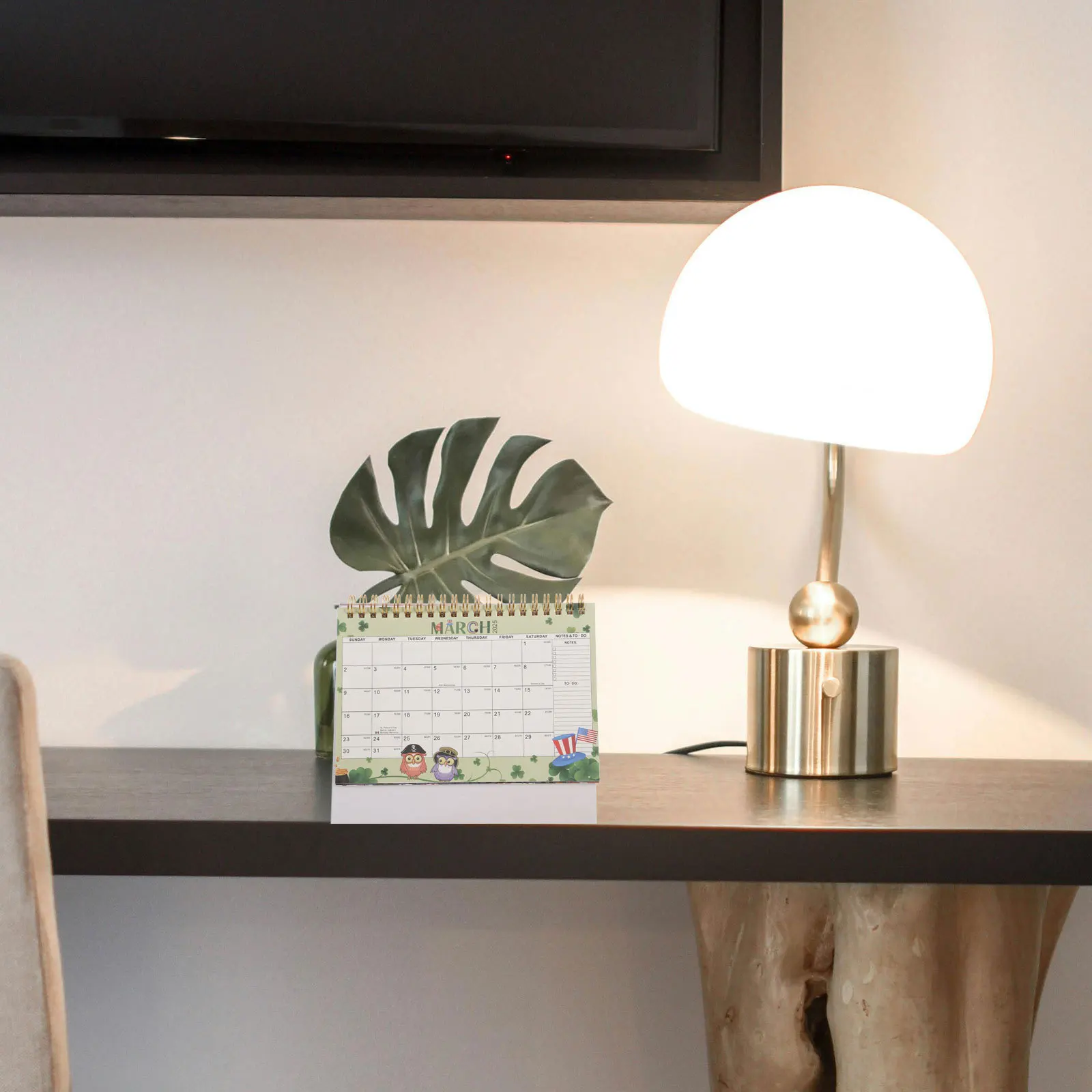 Calendrier à rabat en papier de bureau 2025, reliure à bobine métallique Stable, Page facile, support de bureau, calendrier, décoration de bureau, planificateur d'année