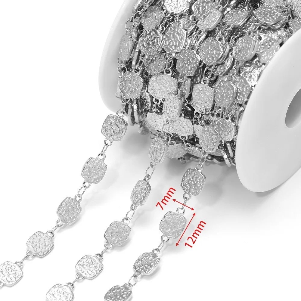 Copper Material Jewelry Making Chains Stainless Steel 1 Meter Length Bracelet Making Chains Sequins Design 6mm Width