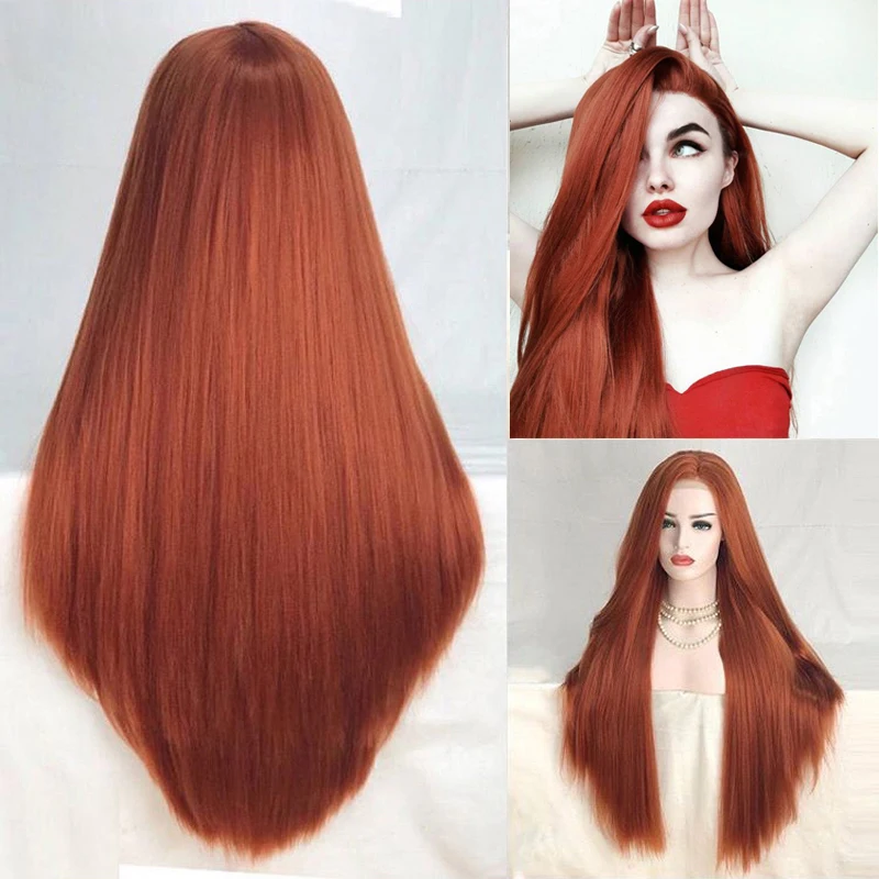 بيرناردو مستقيم الدانتيل شعر مستعار أمامي الشعر الاصطناعية غلويليس الزنجبيل الملونة الباروكات مع شعر الطفل ألياف مقاومة للحرارة الدانتيل الباروكة