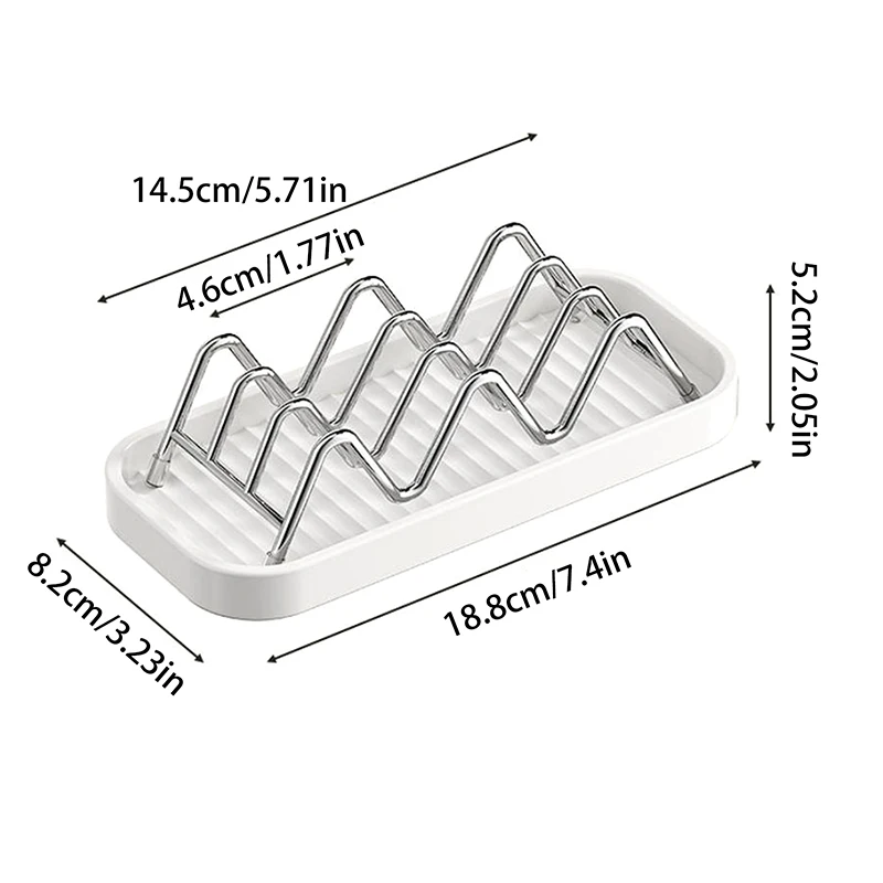 

Stainless Steel W-Shaped Soap Holder Non-Slip Space Saving Sink Countertop Storage Rack with Drain Tray Taco Holder