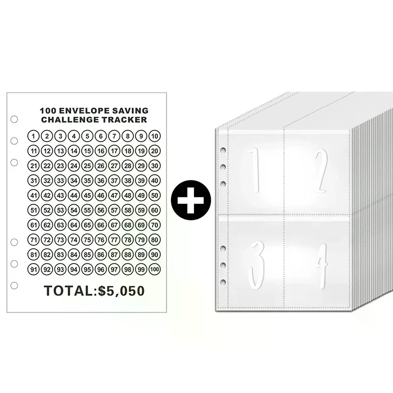 

Cash Envelope System Kit With 100 Pockets, Money Savings Reusable Budget Planner For Cash